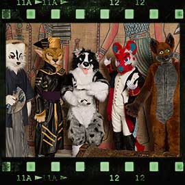 Eurofurence 2017 fursuit photoshoot. Preview picture of Fitch, Trip E. Collie, Woxy, …