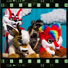 Eurofurence 2018 fursuit photoshoot. Preview picture of Dvon, Flooks, Foxqy, …