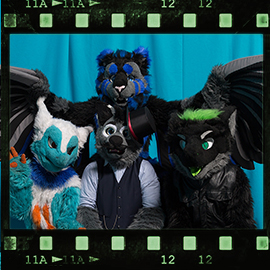 Eurofurence 2018 fursuit photoshoot. Preview picture of J.C. Wolfston, Ma'ko, Pixle, …