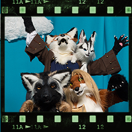 Eurofurence 2018 fursuit photoshoot. Preview picture of Barbie'Q'Foxtail, Kit Rävson, Umbra Crossfox