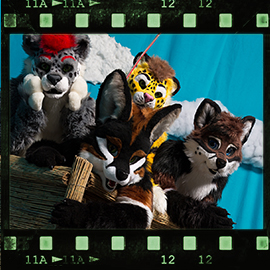 Eurofurence 2018 fursuit photoshoot. Preview picture of Drenky, Kiro, Yellow, …