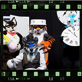 Eurofurence 2019 fursuit photoshoot. Preview picture of Darcus, May, Rhino, …