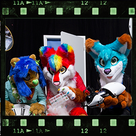 Eurofurence 2019 fursuit photoshoot. Preview picture of Foxqy, Pastèk, Rocky
