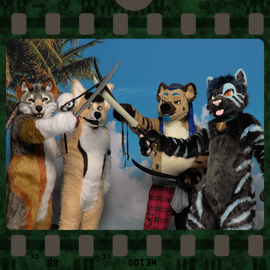 Eurofurence 2022 fursuit photoshoot. Preview picture of Demwolf, Rudi, SiGe, …