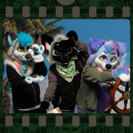 Eurofurence 2022 fursuit photoshoot. Preview picture of Fern, Juke The Fox, Sticks