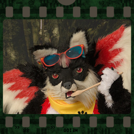 Eurofurence 2023 fursuit photoshoot. Preview picture of RedFoxy Darrest